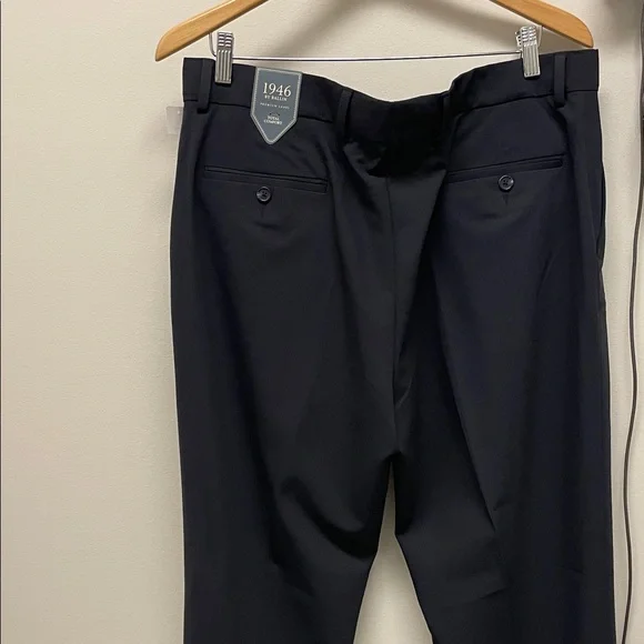 Men's Dark Navy Dress Pants - Tailored Flat Front Ballin Total Comfot 38 x 34